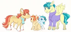 Size: 1920x863 | Tagged: safe, artist:glorymoon, derpibooru import, aunt holiday, auntie lofty, lighthoof, shimmy shake, earth pony, pegasus, pony, colored sketch, female, filly, image, jpeg, mare, simple background, white background