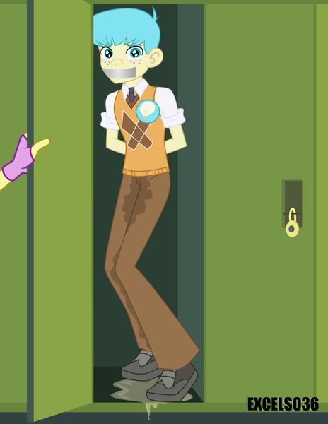 Size: 1280x1656 | Tagged: suggestive, artist:excelso36, derpibooru import, adagio dazzle, bright idea, human, equestria girls, bully, bullying, canterlot high, crying, duct tape, humiliation, image, incontinence, jpeg, lockers, pissing, tape, urine, wetting