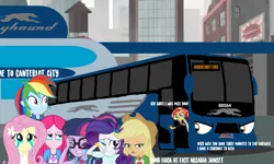 Size: 1199x720 | Tagged: artist needed, safe, artist:electrahybrida, derpibooru import, applejack, fluttershy, pinkie pie, rainbow dash, rarity, sci-twi, sunset shimmer, twilight sparkle, oc, oc:greyson the greyhound bus, human, equestria girls, 1000 hours in ms paint, bus, bus station, crying, derpibooru exclusive, female, goodbye, greyhound, humane five, humane seven, humane six, image, png, sad, series finale, series finale blues, tears of sadness, teary eyes, the end of equestria girls