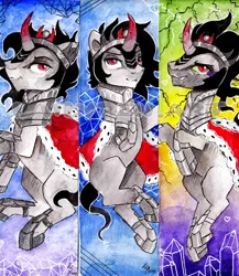 Size: 1924x2220 | Tagged: safe, artist:lailyren, derpibooru import, king sombra, pony, umbrum, bookmark, cape, clothes, crown, crystal, image, jewelry, jpeg, looking at you, male, regalia, solo, stallion, traditional art