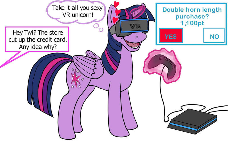 Size: 1280x793 | Tagged: suggestive, artist:termyotter, derpibooru import, twilight sparkle, twilight sparkle (alicorn), alicorn, pony, controller, image, joystick, jpeg, magic, solo, virtual reality