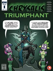 Size: 1360x1822 | Tagged: suggestive, artist:toonbat, derpibooru import, queen chrysalis, spike, twilight sparkle, anthro, alternate timeline, bad end, bioluminescent, bondage, chrysalis resistance timeline, chrysalis' throne, female, femdom, femsub, image, male, older, older spike, patreon, patreon logo, png, spikesub, submissive, twisub