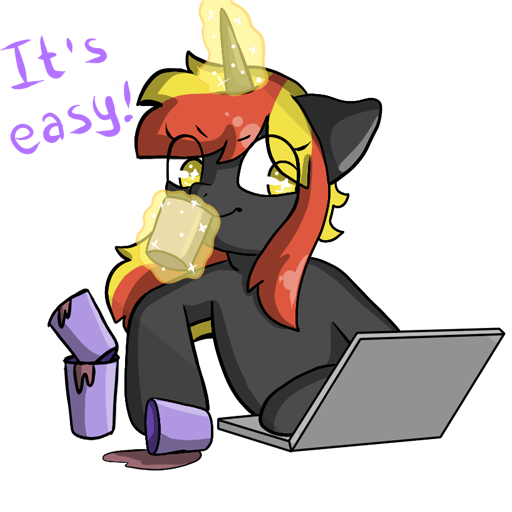 Size: 512x512 | Tagged: safe, artist:alex69vodka, derpibooru import, oc, oc:java, unofficial characters only, pony, unicorn, coffee, female, image, levitation, magic, mug, notebook, png, simple background, sticker, telekinesis, text, transparent background