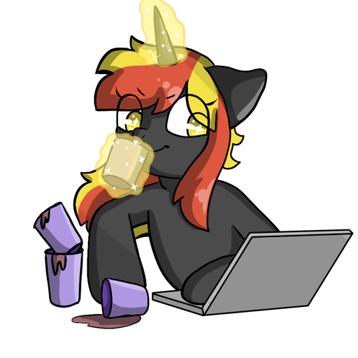 Size: 512x512 | Tagged: safe, artist:alex69vodka, derpibooru import, oc, oc:java, unofficial characters only, pony, unicorn, coffee, female, image, levitation, magic, mug, notebook, png, simple background, sticker, telekinesis, transparent background