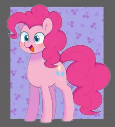 Size: 1593x1760 | Tagged: safe, artist:ch-chau, derpibooru import, pinkie pie, earth pony, pony, blushing, cute, diapinkes, happy, image, jpeg, open mouth, simple background, smiling