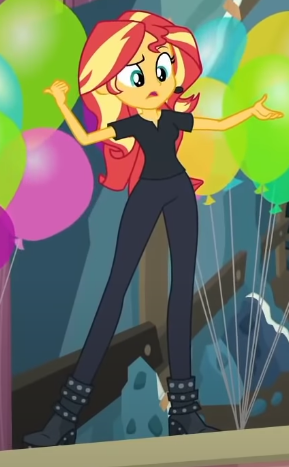 Size: 289x467 | Tagged: safe, derpibooru import, screencap, sunset shimmer, all the world's off stage, equestria girls, equestria girls series, balloon, cropped, image, png, solo