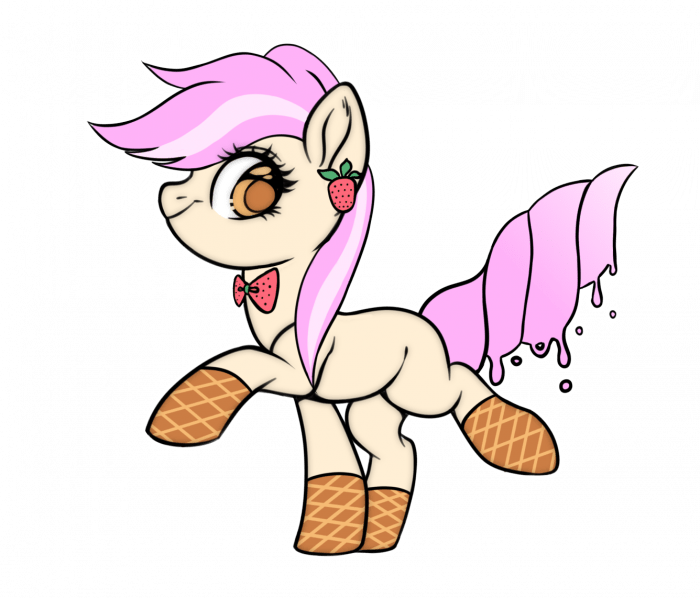 Size: 700x598 | Tagged: artist needed, safe, derpibooru import, oc, oc:vanillaberry swirl, ponified, food pony, original species, pony, bowtie, ear piercing, earring, female, food, image, jewelry, mare, piercing, png, simple background, solo, transparent background