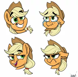 Size: 1497x1486 | Tagged: safe, artist:rutkotka, derpibooru import, applejack, earth pony, pony, angry, applejack's hat, commission, commissioner:raritybro, cowboy hat, crying, dreamworks face, face, female, floppy ears, hat, image, jpeg, open mouth, simple background, smiling, solo, teeth, wavy mouth, white background, ych result