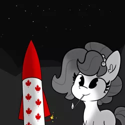 Size: 3000x3000 | Tagged: safe, artist:tjpones, derpibooru import, oc, oc:brownie bun, unofficial characters only, earth pony, pony, canada day, female, fireworks, high res, image, mare, match, monochrome, mouth hold, neo noir, partial color, png, solo