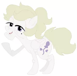 Size: 378x372 | Tagged: safe, artist:somecoconut, derpibooru import, surprise, pegasus, pony, elderly, female, image, mare, older, png, raised hoof, simple background, solo, white background, wings