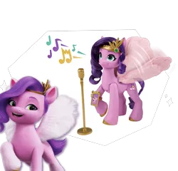 Size: 1150x1102 | Tagged: safe, derpibooru import, official, pipp petals, pegasus, pony, my little pony: a new generation, female, g5, image, mare, microphone, microphone stand, music notes, png, toy