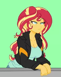 Size: 1032x1296 | Tagged: safe, artist:reiduran, color edit, derpibooru import, edit, sunset shimmer, human, equestria girls, breasts, busty sunset shimmer, colored, female, image, png, simple background, solo