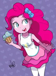 Size: 1724x2354 | Tagged: safe, artist:kalipoart, derpibooru import, pinkie pie, equestria girls, equestria girls series, cupcake, cute, diapinkes, female, food, high res, image, jpeg, open mouth, solo