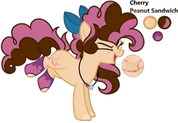 Size: 1938x1338 | Tagged: safe, artist:lightning-chaseryt, derpibooru import, oc, oc:cherry peanut, earth pony, pony, female, image, mare, offspring, parent:cheese sandwich, parent:pinkie pie, parents:cheesepie, png, simple background, solo, transparent background