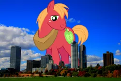 Size: 2700x1800 | Tagged: safe, artist:dashiesparkle, derpibooru import, big macintosh, earth pony, pony, giant pony, highrise ponies, image, irl, macro, male, mega giant, milwaukee, photo, png, ponies in real life, really big mac, stallion, story included, wisconsin