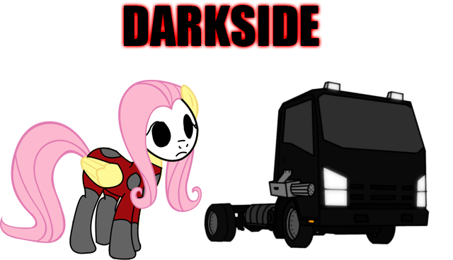 Size: 640x368 | Tagged: safe, derpibooru import, fluttershy, pegasus, crossover, darkside, dollface, female, image, mask, png, semi truck, solo, truck, twisted metal