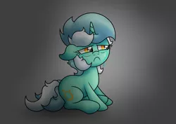 Size: 3351x2378 | Tagged: safe, artist:background basset, derpibooru import, lyra heartstrings, pony, unicorn, crying, gray background, image, png, sad, simple background, sitting, solo