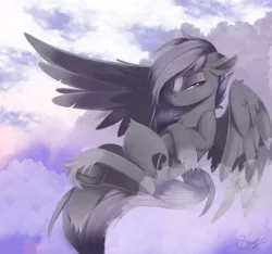 Size: 1280x1200 | Tagged: safe, artist:sketchiix3, derpibooru import, oc, oc:sacred blade, unofficial characters only, pegasus, pony, chest fluff, cloud, commission, frog (hoof), hoofbutt, image, lidded eyes, on a cloud, png, sitting, sitting on cloud, solo, spread wings, underhoof, wings