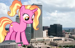 Size: 1726x1112 | Tagged: safe, artist:luckreza8, derpibooru import, luster dawn, pony, unicorn, female, giant pony, giantess, highrise ponies, image, irl, macro, mare, oklahoma, photo, png, ponies in real life, story included