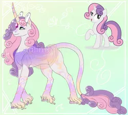 Size: 926x828 | Tagged: safe, artist:malinraf1615, derpibooru import, sweetie belle, classical unicorn, pony, unicorn, clothes, cloven hooves, dress, ear piercing, earring, eyeshadow, female, horn, horn ring, image, jewelry, jpeg, leg fluff, leonine tail, makeup, mare, markings, older, older sweetie belle, piercing, redesign, ring, see-through, solo, unshorn fetlocks