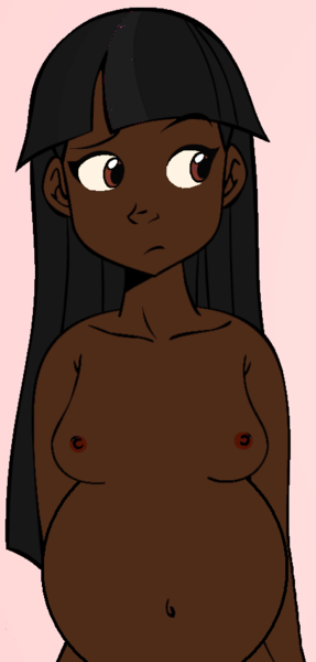 Size: 423x884 | Tagged: questionable, artist:megasweet, edit, edited edit, twilight sparkle, human, blackwashing, breasts, dark skin, eye color change, female, hair edit, human coloration, humanized, image, nipples, nudity, png, pregnant, pregnant edit, skin color edit, solo, solo female