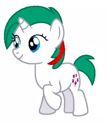 Size: 408x470 | Tagged: safe, artist:kammythepanic, derpibooru import, gusty, pony, unicorn, female, filly, g1 to g4, g4, generation leap, image, png, raised hoof, raised leg, simple background, smiling, solo, white background