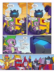 Size: 768x1024 | Tagged: safe, artist:caseycoller, derpibooru import, idw, smolder, spike, dragon, robot, spoiler:comic, spoiler:the magic of cybertron04, crossover, cybertron, dinobot, female, grimlock, image, jpeg, male, slag (dinobot), sludge (dinobot), snarl (dinobot), swoop, the magic of cybertron, transformers, winged spike