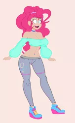 Size: 1176x1932 | Tagged: suggestive, artist:reiduran, color edit, derpibooru import, edit, pinkie pie, human, breasts, busty pinkie pie, colored, happy, image, png, smiling