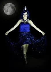 Size: 681x960 | Tagged: safe, artist:sarahndipitycosplay, derpibooru import, princess luna, human, 2016, black background, clothes, cosplay, costume, full moon, image, irl, irl human, jpeg, moon, photo, simple background