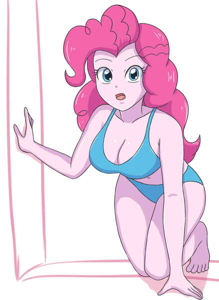 Size: 2155x2952 | Tagged: suggestive, artist:sumin6301, derpibooru import, pinkie pie, equestria girls, blue bikini, breasts, busty pinkie pie, cute, diapinkes, image, jpeg, looking at you, open mouth