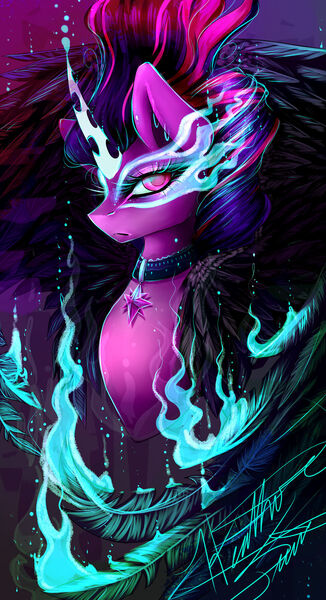 Size: 1024x1886 | Tagged: safe, artist:purediamond360, derpibooru import, twilight sparkle, pony, equestria girls, bust, image, jpeg, midnight sparkle, portrait, solo