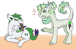 Size: 1118x715 | Tagged: safe, artist:kiaraxkovu27, derpibooru import, oc, oc:amethyst, oc:emerald, dracony, hybrid, brother and sister, female, image, interspecies offspring, male, offspring, parent:rarity, parent:spike, parents:sparity, plushie, png, siblings, simple background, white background