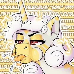 Size: 1000x1000 | Tagged: safe, artist:cocaine, derpibooru import, oc, oc:princess coke, unofficial characters only, alicorn, zebra, zebra alicorn, image, png, puffy cheeks, taunting, tongue out, zebra oc