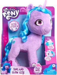 Size: 457x600 | Tagged: safe, derpibooru import, izzy moonbow, unicorn, my little pony: a new generation, spoiler:g5, fit right in, fit right in song, g5, image, jpeg, plushie, simple background, singing doll, toy, white background