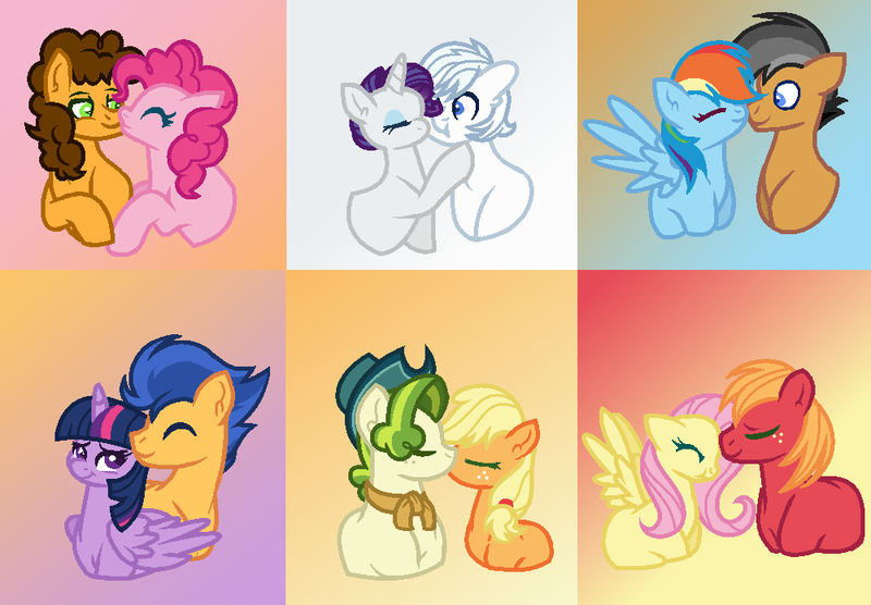 Size: 1000x695 | Tagged: dead source, safe, artist:pastelkitty455, derpibooru import, applejack, big macintosh, cheese sandwich, double diamond, flash sentry, fluttershy, pinkie pie, pistachio, quibble pants, rainbow dash, rarity, twilight sparkle, twilight sparkle (alicorn), alicorn, earth pony, pegasus, pony, unicorn, base used, cheesepie, diamond duo, eyes closed, female, flashlight, fluttermac, image, kissing, male, mane six, mare, png, quibbledash, shipping, spread wings, stallion, straight, wings