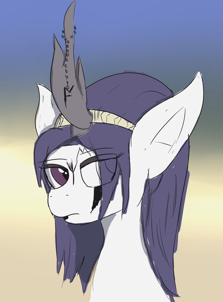 Size: 1341x1813 | Tagged: safe, derpibooru import, kirin oc, oc, kirin, colored sketch, face paint, female, hairband, image, mare, png, runes, shaman, sketch, solo