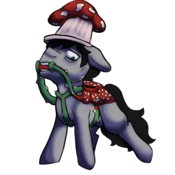 Size: 3000x3000 | Tagged: semi-grimdark, suggestive, artist:shadowhangers, derpibooru import, oc, oc:hatter, unofficial characters only, earth pony, bridle, derpibooru exclusive, flower, green eyes, harness, image, male, mushroom, parasite, png, solo, solo male, symbiote, tack, thorns, vine