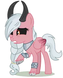 Size: 1065x1304 | Tagged: safe, artist:venomous-cookietwt, derpibooru import, oc, hybrid, female, image, interspecies offspring, offspring, parent:cozy glow, parent:lord tirek, parents:cozirek, png, simple background, solo, transparent background