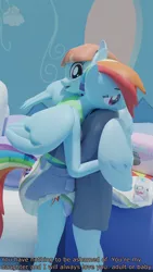 Size: 2160x3840 | Tagged: suggestive, artist:northern haste, derpibooru import, rainbow dash, windy whistles, anthro, 3d, 4k, abdl, blender, diaper, diaper fetish, diaper package, female, fetish, hug, image, mother and child, mother and daughter, png