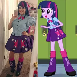 Size: 960x960 | Tagged: safe, artist:sarahndipity cosplay, derpibooru import, twilight sparkle, human, equestria girls, clothes, compilation, cosplay, costume, facebook, hand on hip, image, irl, irl human, jpeg, photo