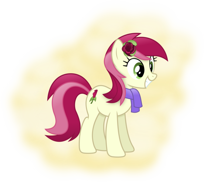 Size: 6072x5399 | Tagged: safe, artist:anime-equestria, derpibooru import, roseluck, earth pony, pony, clothes, female, flower, fog, grin, happy, image, mare, png, rose, scarf, smiling, solo, vector