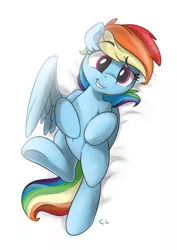 Size: 4961x7016 | Tagged: safe, artist:candylux, edit, ponerpics import, rainbow dash, pegasus, pony, absurd resolution, belly button, bellyrubs, cute, dashabetes, female, fluffy, grin, image, jpeg, looking at you, lying down, mare, on back, raised eyebrow, smiling, solo, underhoof