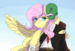 Size: 2900x1970 | Tagged: safe, artist:vultraz, ponerpics import, fluttershy, oc, oc:anon, pegasus, pony, blushing, drawthread, hug, image, license, license to thrill, nervous, png, simple background, smiling, spread wings, sweat, uncomfortable, winghug, wings