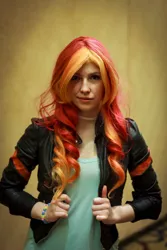 Size: 2000x3000 | Tagged: safe, artist:jameshoppy, artist:littlemissbloo, derpibooru import, sunset shimmer, human, babscon, babscon 2015, bracelet, clothes, cosplay, costume, image, irl, irl human, jewelry, jpeg, photo