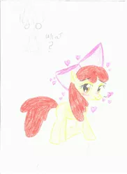 Size: 2550x3510 | Tagged: safe, artist:fajnyziomal, derpibooru import, apple bloom, pony, female, filly, heart, image, jpeg, looking at you, solo