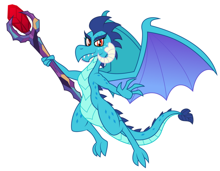 Size: 1280x998 | Tagged: safe, artist:aleximusprime, derpibooru import, princess ember, dragon, bloodstone scepter, dragoness, dragon horns, dragon wings, female, flurry hearts story, horns, image, png, scepter, super dragon warrior, wings