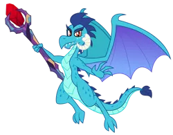 Size: 1280x998 | Tagged: safe, artist:aleximusprime, derpibooru import, princess ember, dragon, bloodstone scepter, dragoness, dragon horns, dragon wings, female, flurry hearts story, horns, image, png, scepter, super dragon warrior, wings