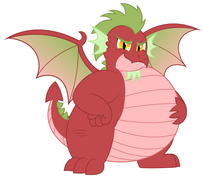 Size: 1280x1116 | Tagged: safe, artist:aleximusprime, derpibooru import, oc, oc:grumblebog, oc:grumblebog the dragon, dragon, age of the alicorns, beard, belly, big belly, chubby, dragon oc, dragon wings, facial hair, fat, flurry hearts story, image, plump, png, spikes, super dragon warrior, thick, wings, younger