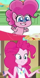 Size: 1177x2289 | Tagged: safe, derpibooru import, pinkie pie, equestria girls, equestria girls series, holidays unwrapped, my little pony: pony life, spoiler:eqg series (season 2), spoiler:pony life s02e13, geode of sugar bombs, image, jpeg, magical geodes, magical mare-story tour, pony life interpretation, same energy