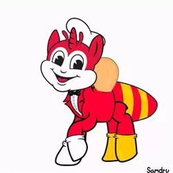 Size: 720x720 | Tagged: safe, artist:samueldavillo, derpibooru import, bee, hybrid, insect, unicorn, clothes, cursed image, horn, image, jpeg, mascot, philippines, smiling, socks